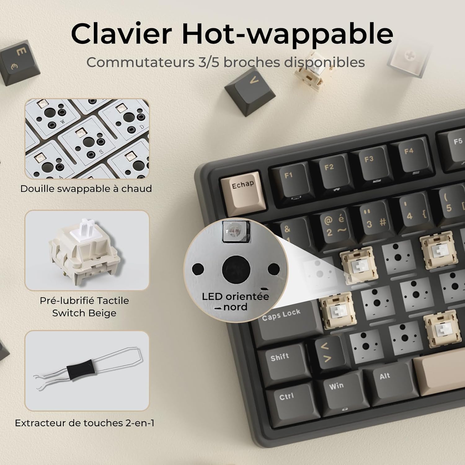 Thumbnail 4 de RK ROYAL KLUDGE R98 Pro clavier mécanique 96% AZERTY 🎧