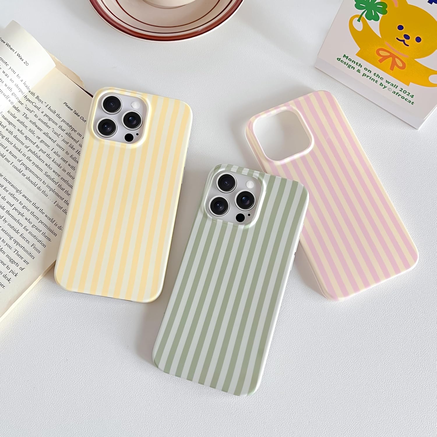 Thumbnail 6 de SmoBea Case for iPhone 16 Pro Max – Slim Striped Sage Green TPU Case