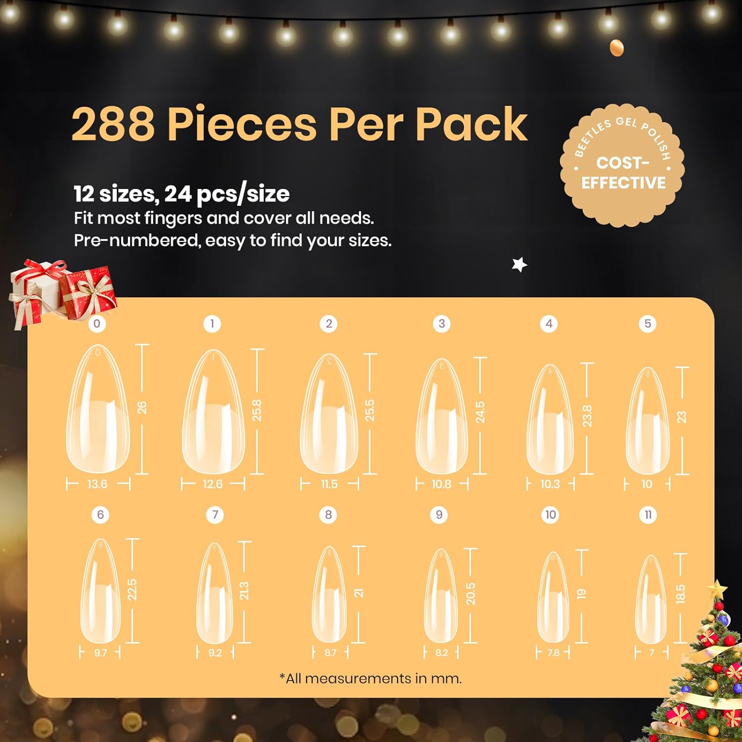 Detalle de Beetles Gel Nail Tips Medium Almond 288pcs