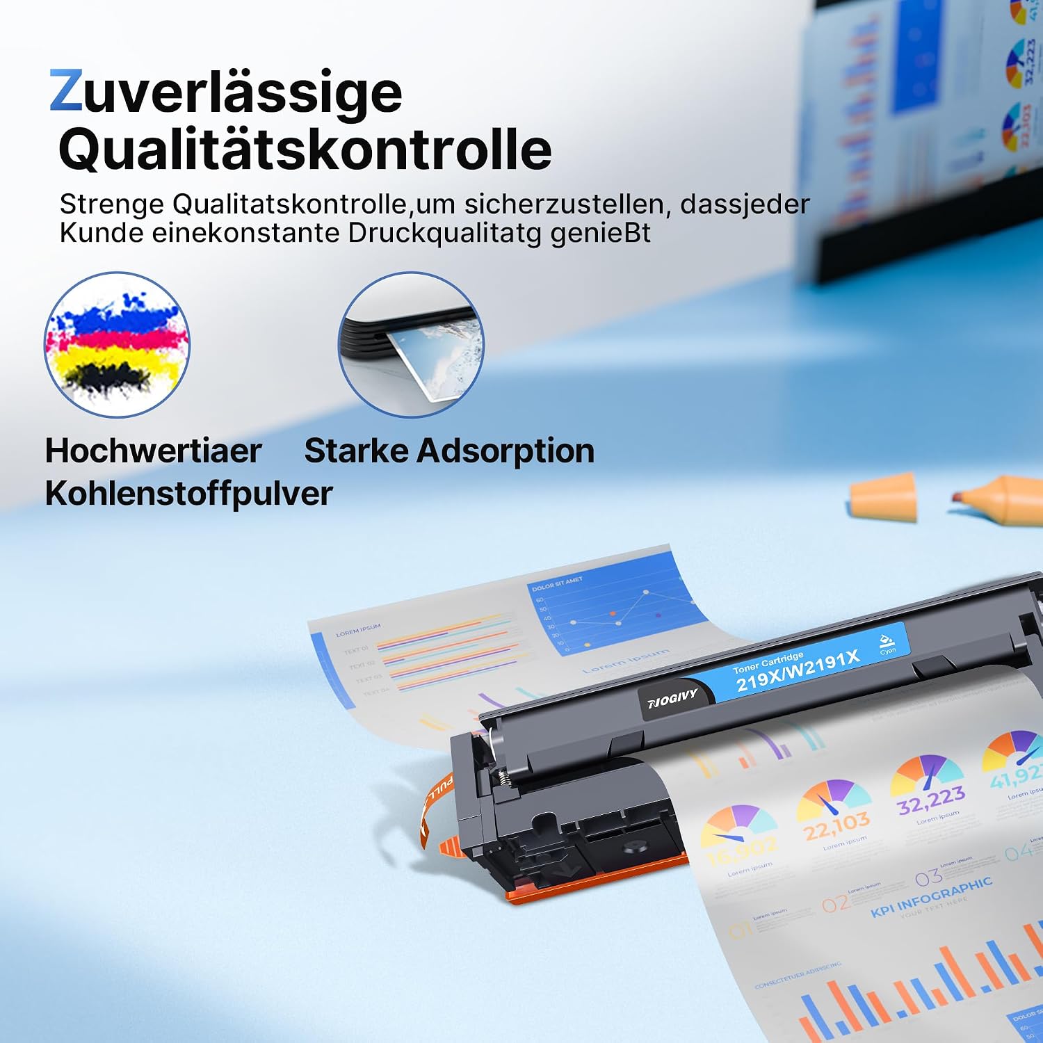 Thumbnail 4 de NOGIVY 219X Toner kompatibel (4er-Set) für HP 219A – 1 Schwarz, 1 Cyan, 1 Gelb, 1 Magenta