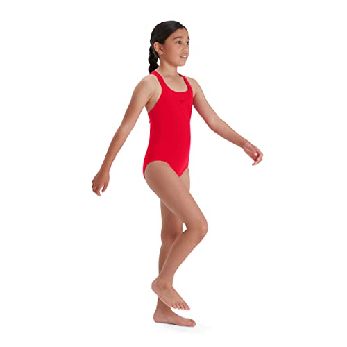 Detalle de Speedo Girl's Endurance+ Medalist Swimsuit – Chlorine Resistant, Comfort Fit for Training