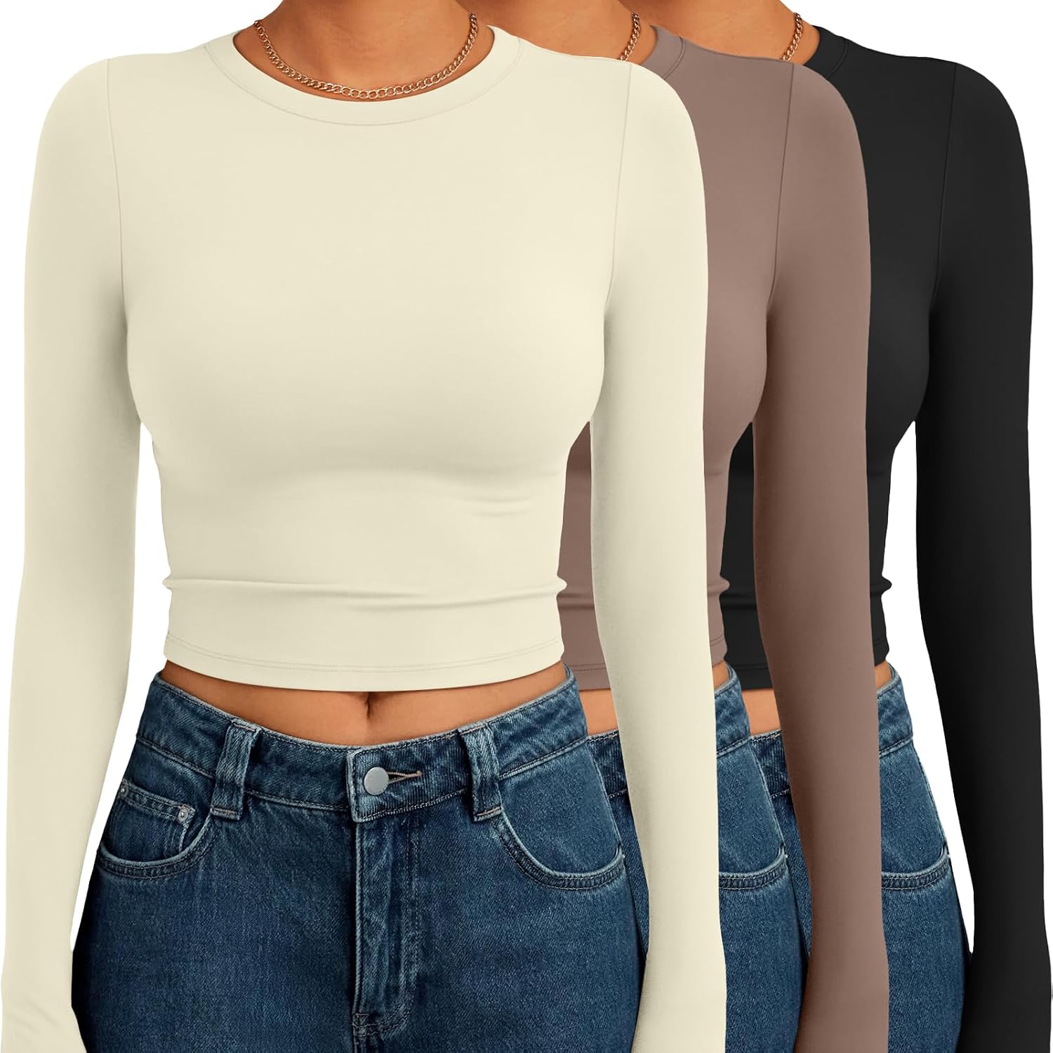 Detalle de AUTOMET Long-Sleeve Crop Tops 3-Pack