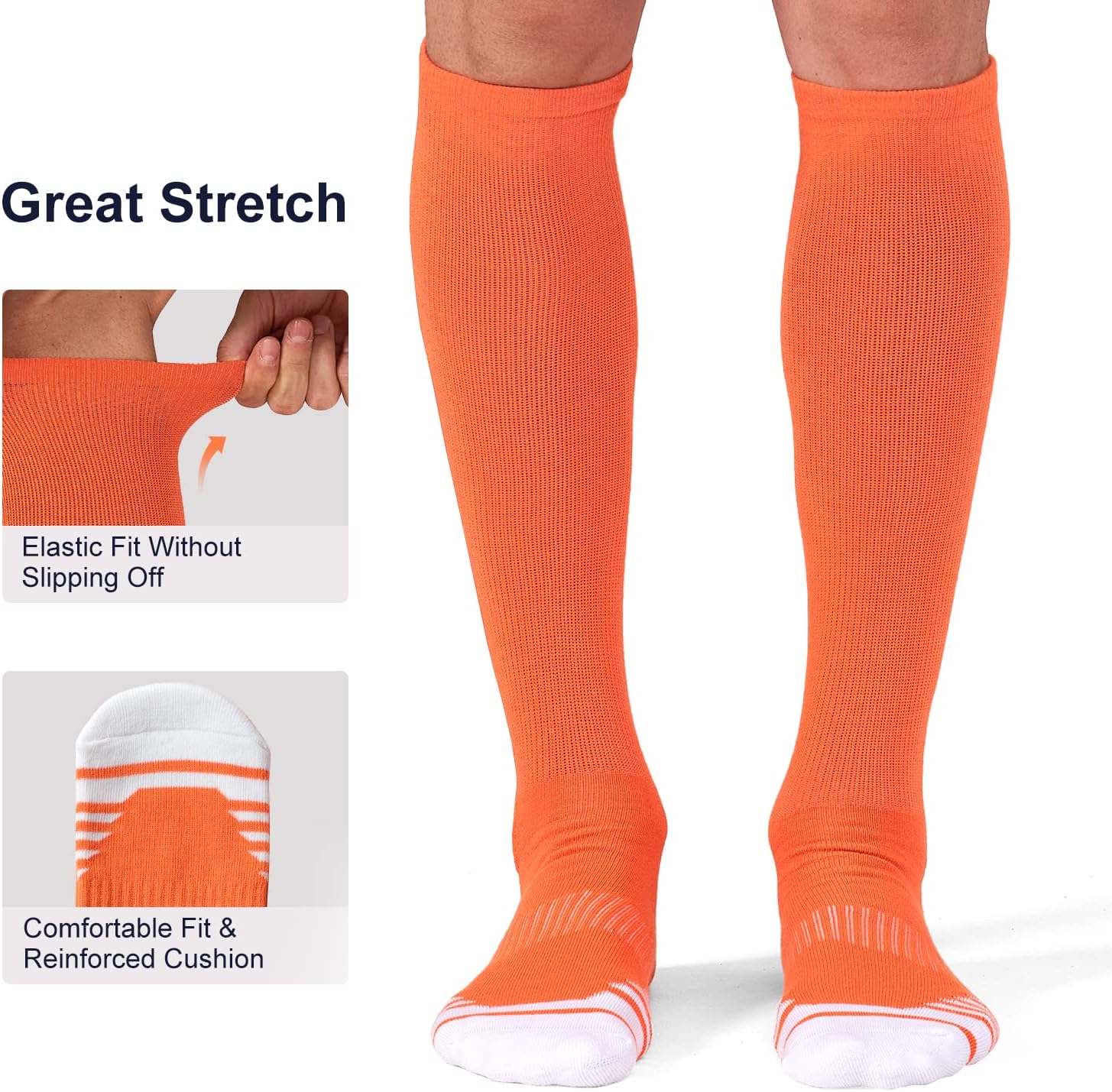 Thumbnail 5 de FITRELL 2/3 Pack Over-the-Calf Baseball Soccer Softball Socks for Kids, Youth, Men & Women