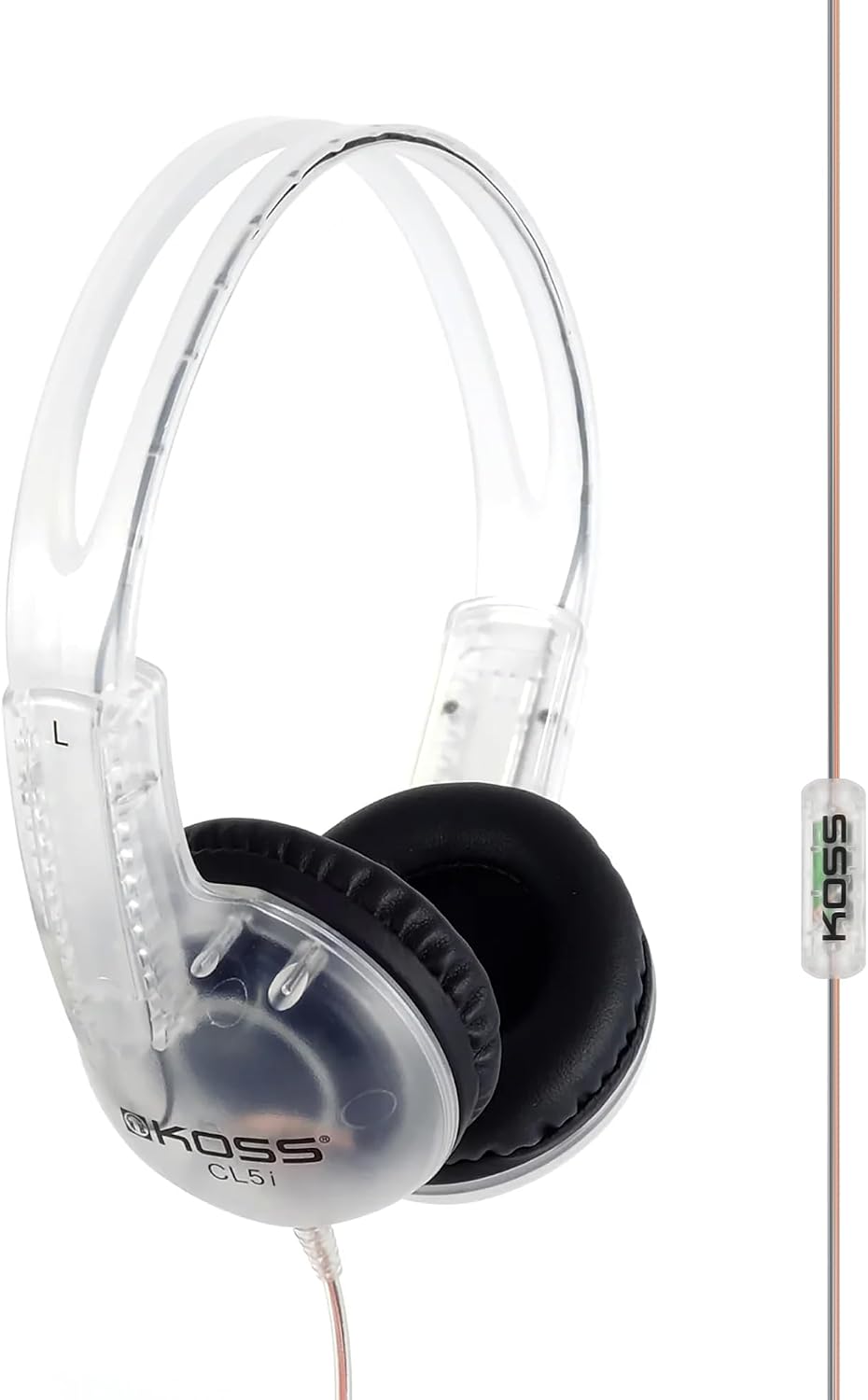 Detalle de KOSS CL5i クリアデザインのオンイヤーヘッドホン 3.5mm有線・マイク付き