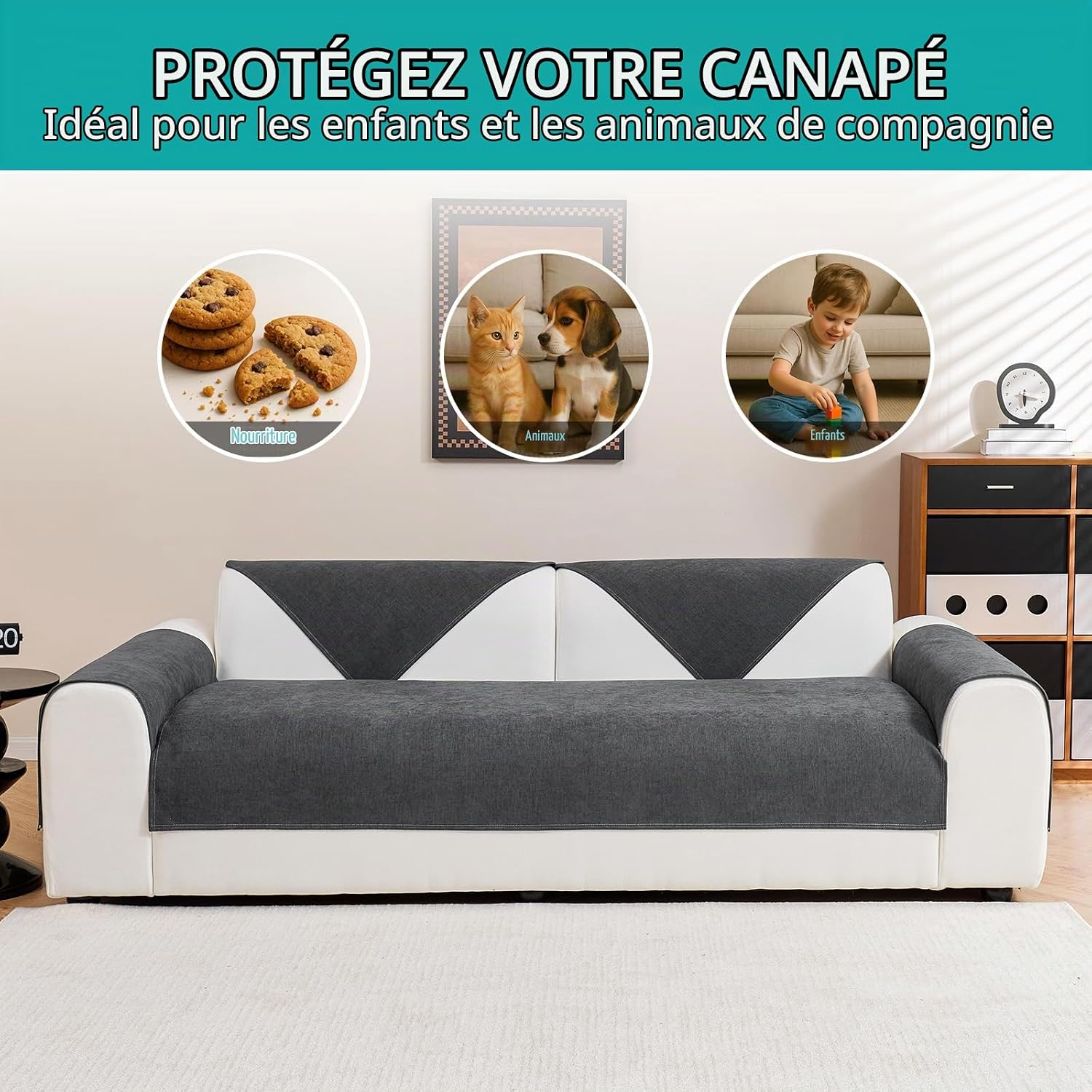 Detalle 2 de Deep Dream FSSFD-SH-90*120 bankhoes, donkergrijs, waterdicht en antislip