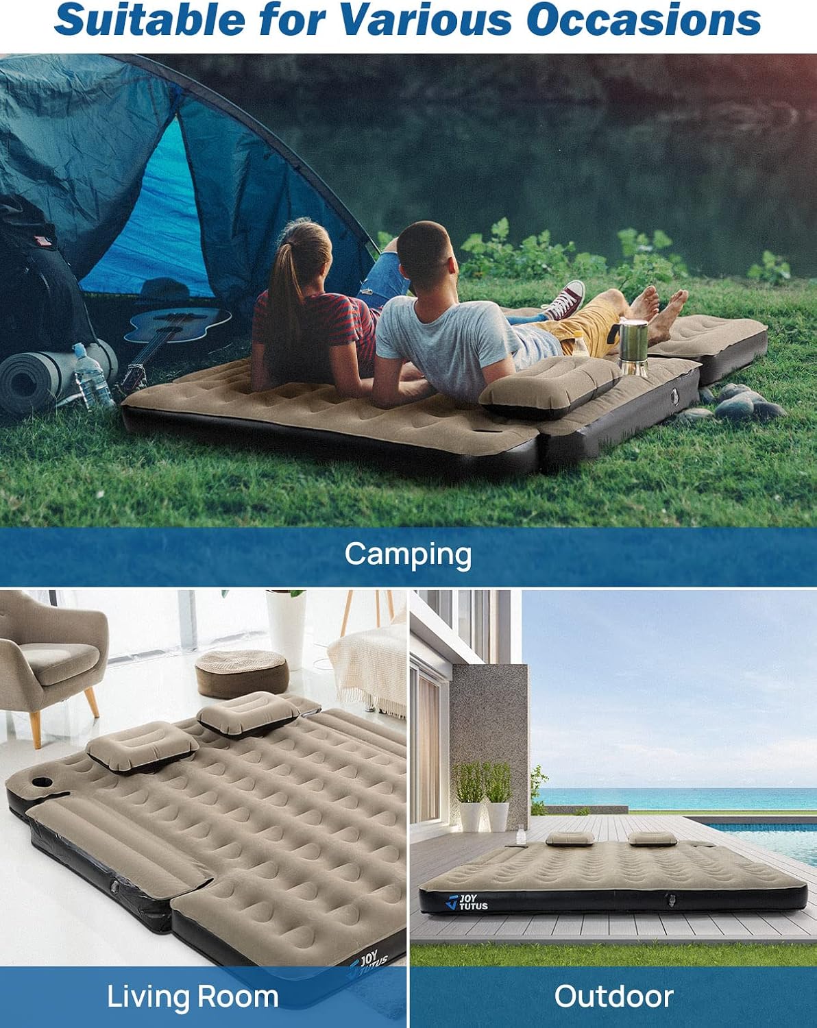 Thumbnail 6 de JOYTUTUS Truck Bed Mattress for 5.5-5.8Ft - Full Size Inflatable Mattress with Cup Holder and Cavity Design