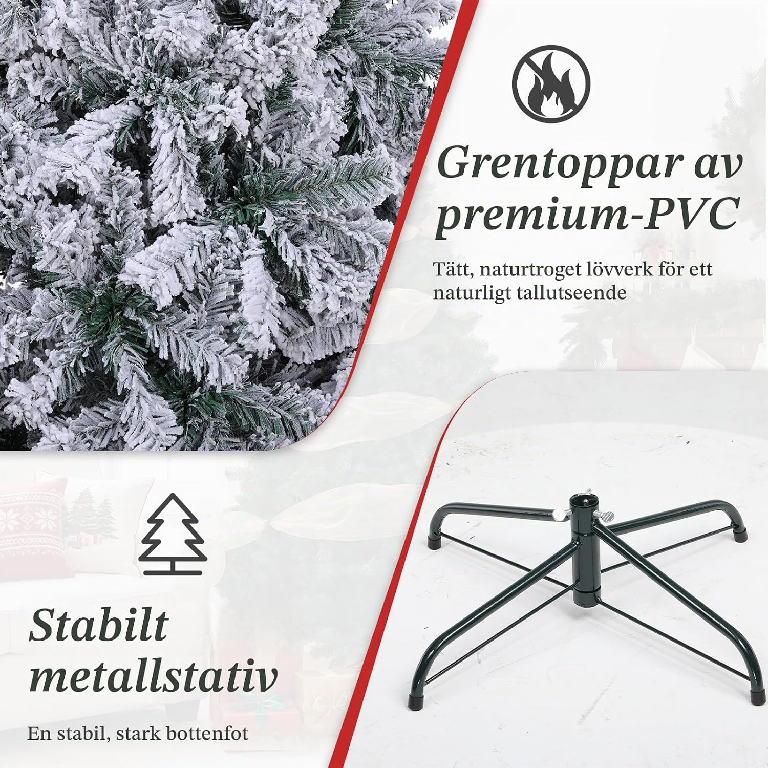 Thumbnail 6 de GTPLAYER CT06 konstgjord julgran 195 cm i PVC med metallstativ