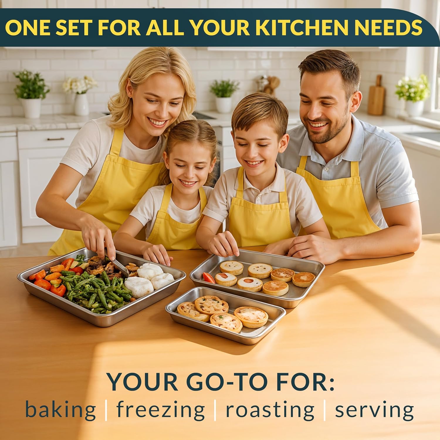 Thumbnail 6 de Baker’s Signature Stainless Steel Cookie Sheet Pan Set (3-Piece) — Mirror Finish, Non-Stick, BPA Free