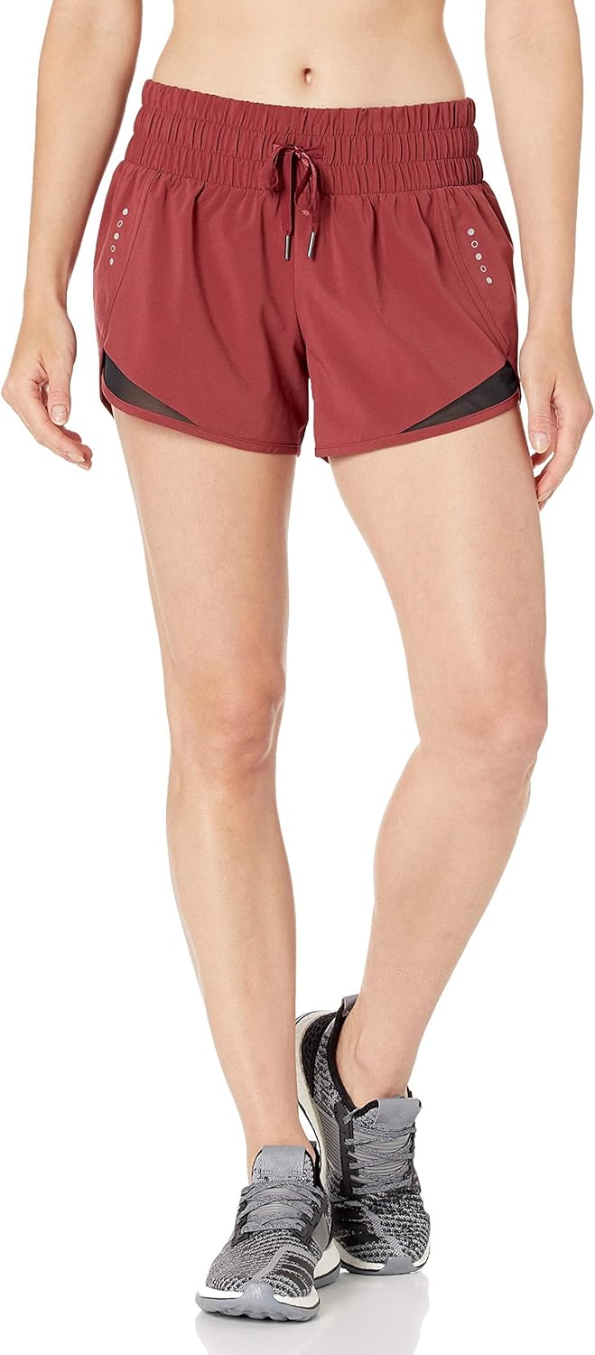 Detalle de Amazon Essentials Women's Regular-Fit Athletic Ruched Waistband Woven Running Shorts