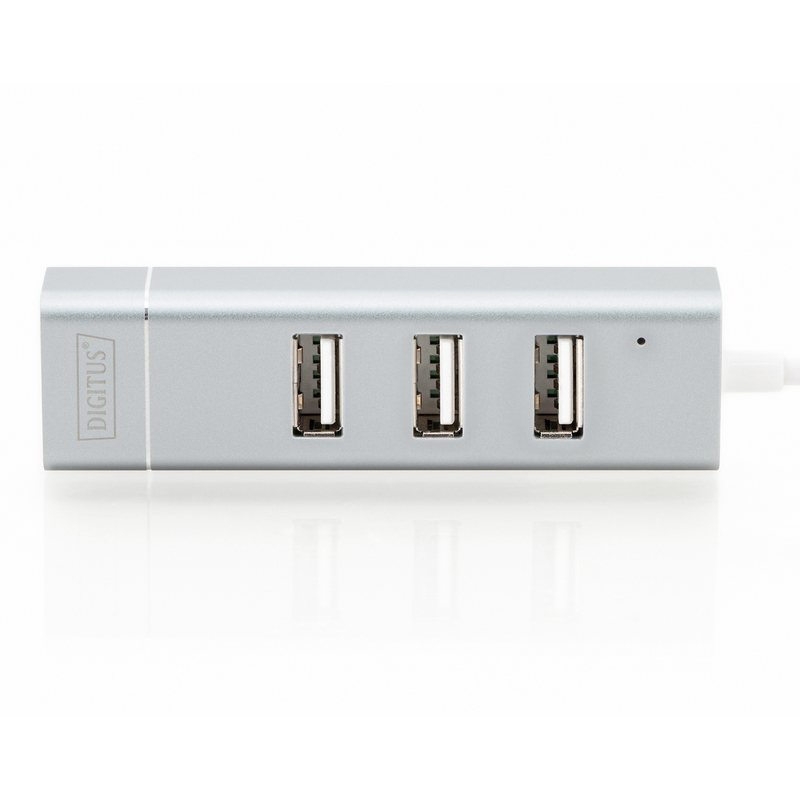 Detalle 2 de Digitus Hub USB Type-C 3xUSB/Ethernet: multihub compacto con Ethernet 10/100 para portátil