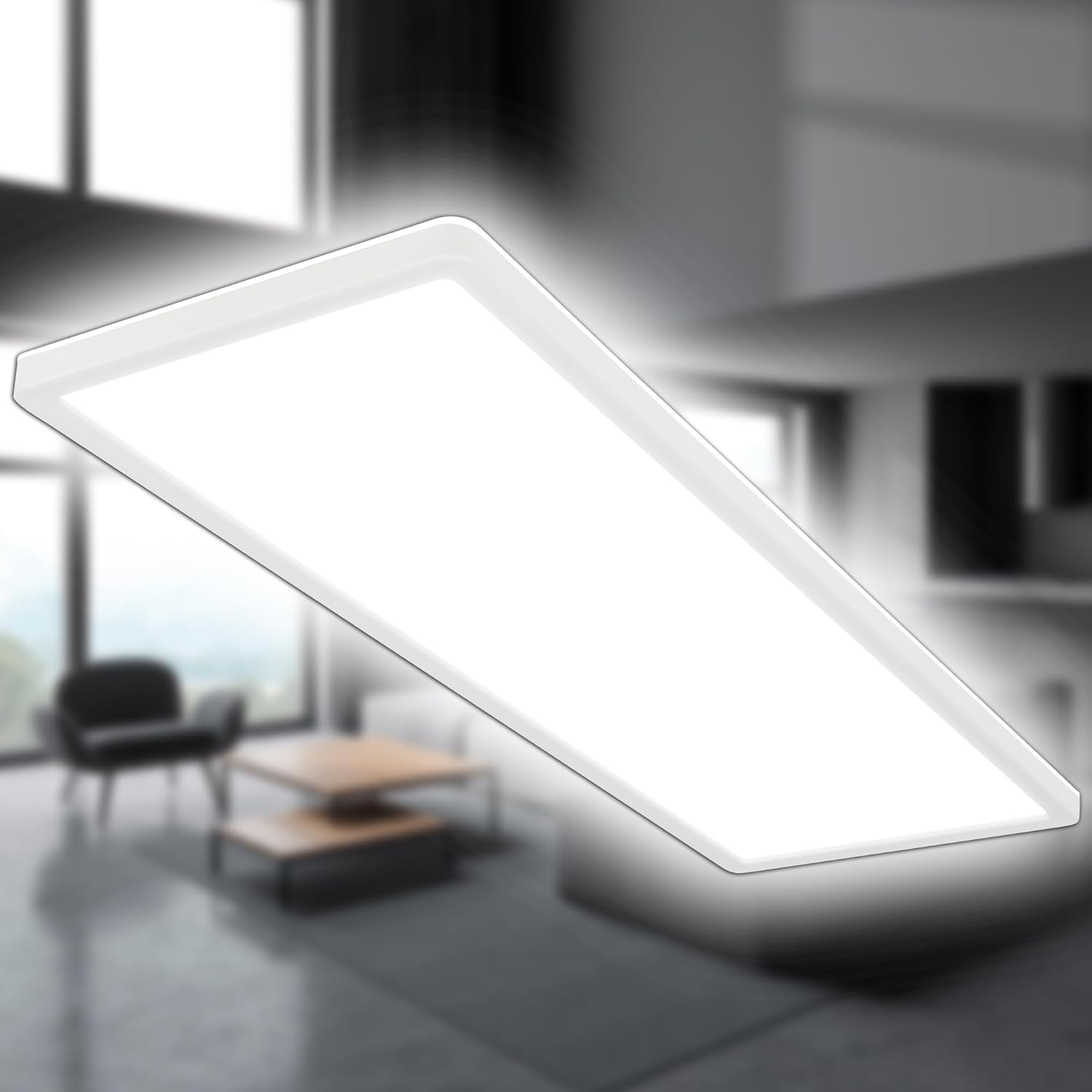 Detalle 2 de Briloner Slim LED plafoniera 58x20 cm, retroilluminazione, bianco