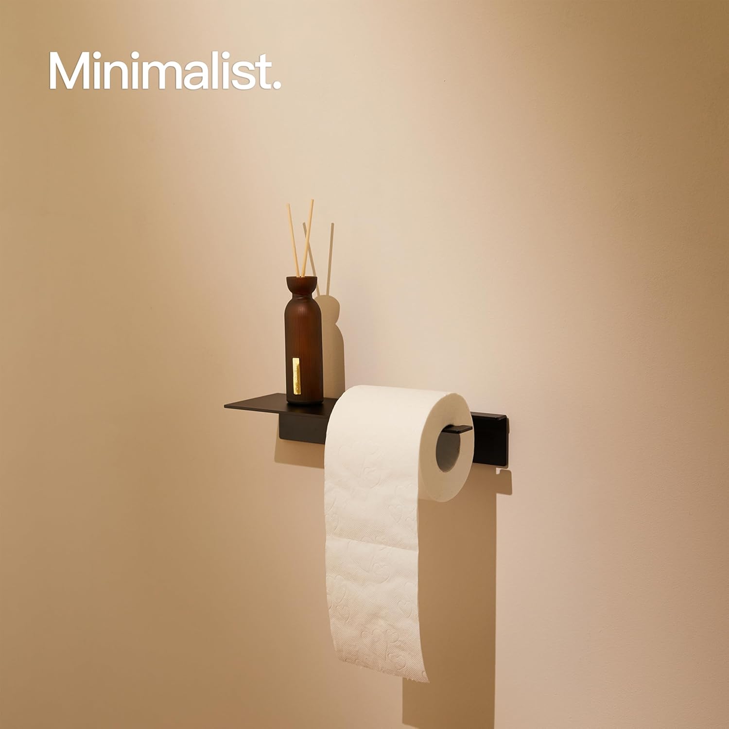 Detalle de Designfactory Hamburg Self-Adhesive Toilet Roll Holder (Matt Black)