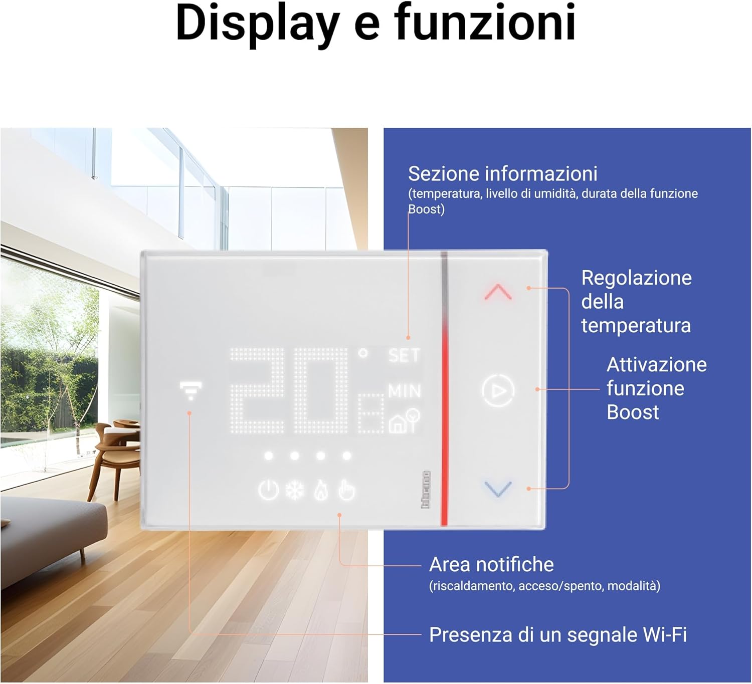 Thumbnail 5 de BTICINO SXW8002W Smarther2 WiFi: Termostato da parete con controllo remoto e IVA Netatmo