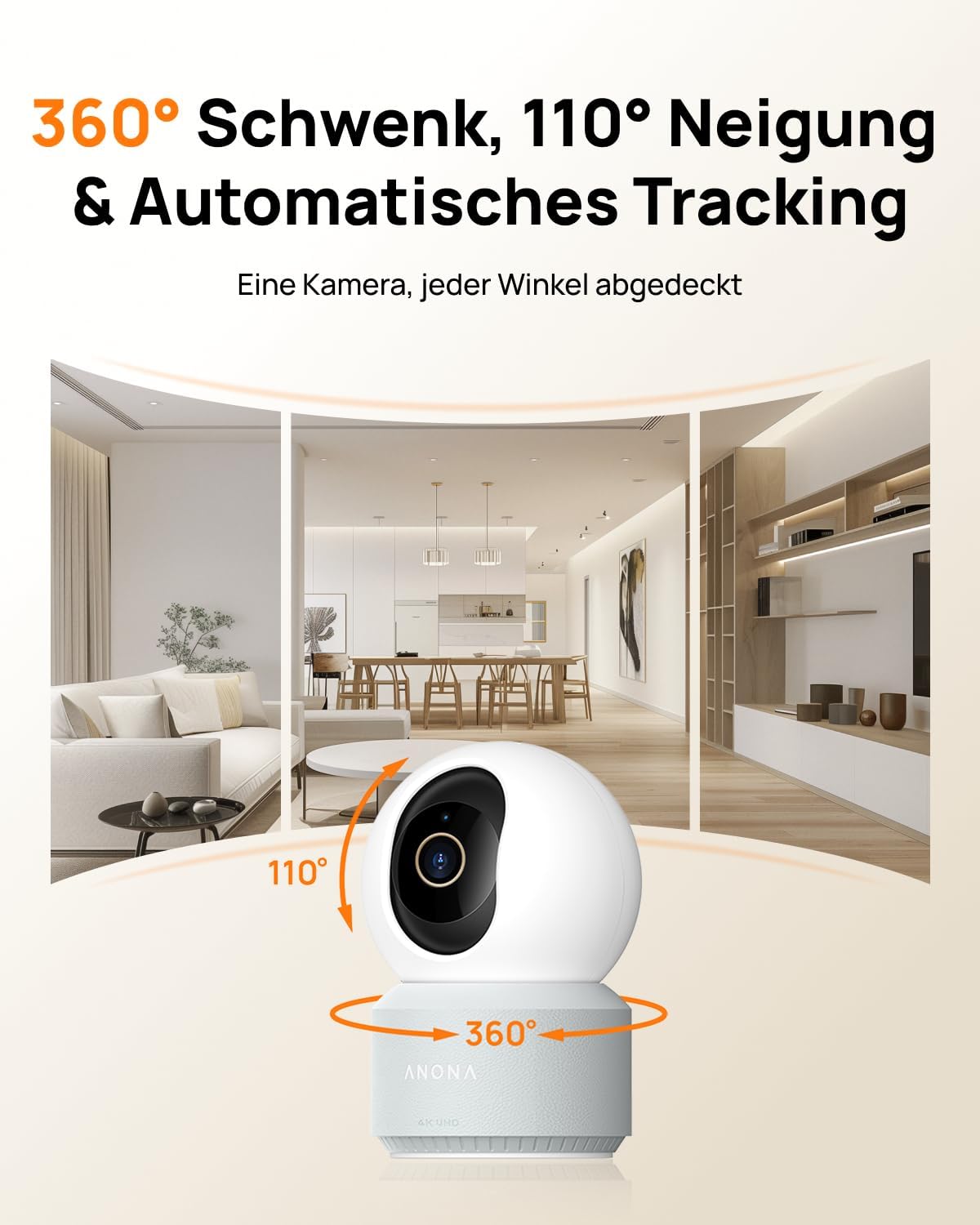 Thumbnail 1 de Anona Pano 4K UHD Indoor-Überwachungskamera (4er-Pack) – 360°-Schwenk- und Tracking-Dome-Kamera mit KI-Erkennung