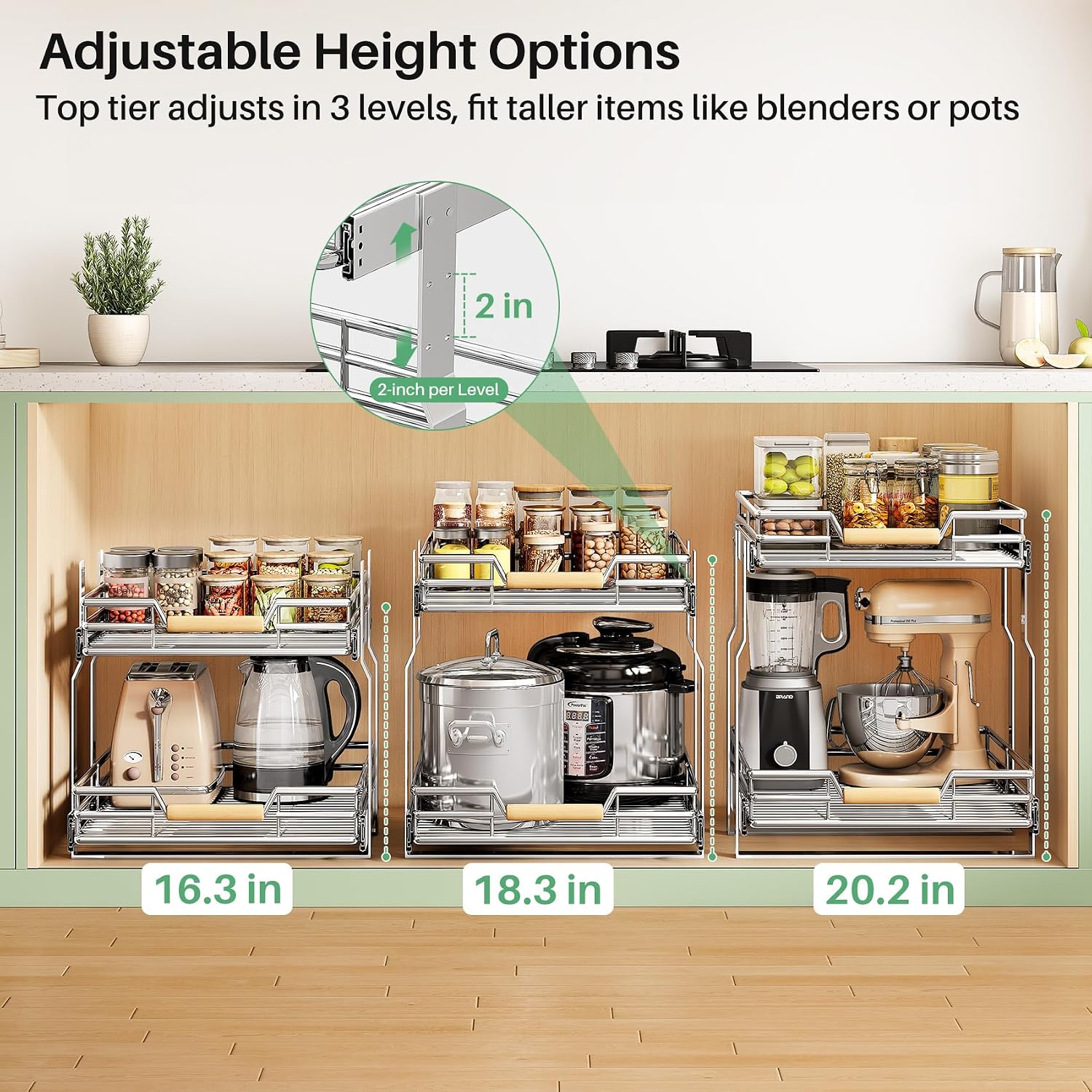 Thumbnail 4 de Pull Out Cabinet Organizer 2-Tier 23W x 21D