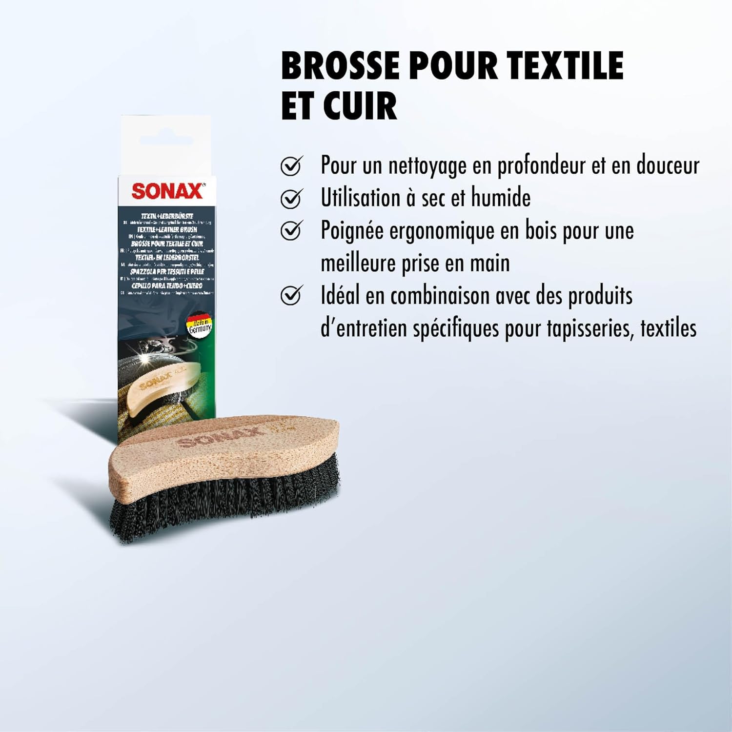 Thumbnail 3 de SONAX Brosse pour Textile et Cuir (1 pièce) – Brosse Ergonomique à Poils Souples