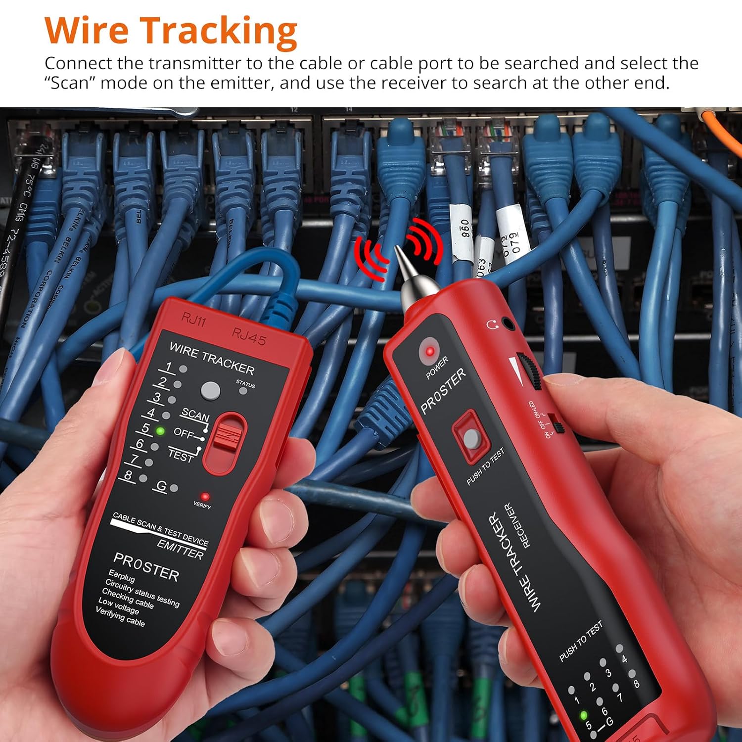 Detalle de Proster PST187a-PST Wire Tracker for RJ11/RJ45 with Cable Testing