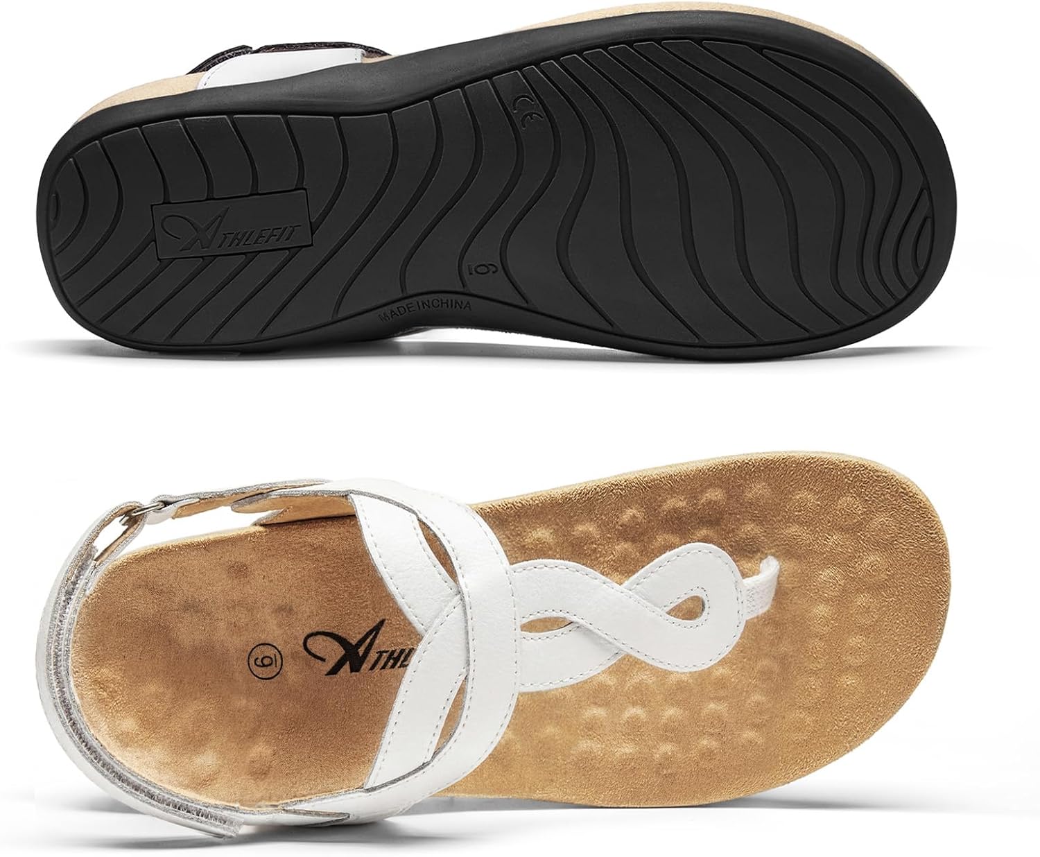 Thumbnail 5 de Athlefit Women’s Orthopedic Arch Support Sandals with T-Strap & Thong Fit