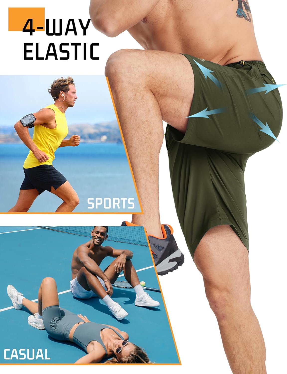 Thumbnail 4 de TACVASEN Men's Quick-Drying Training Shorts: Breathable, Lightweight with Zip Pockets