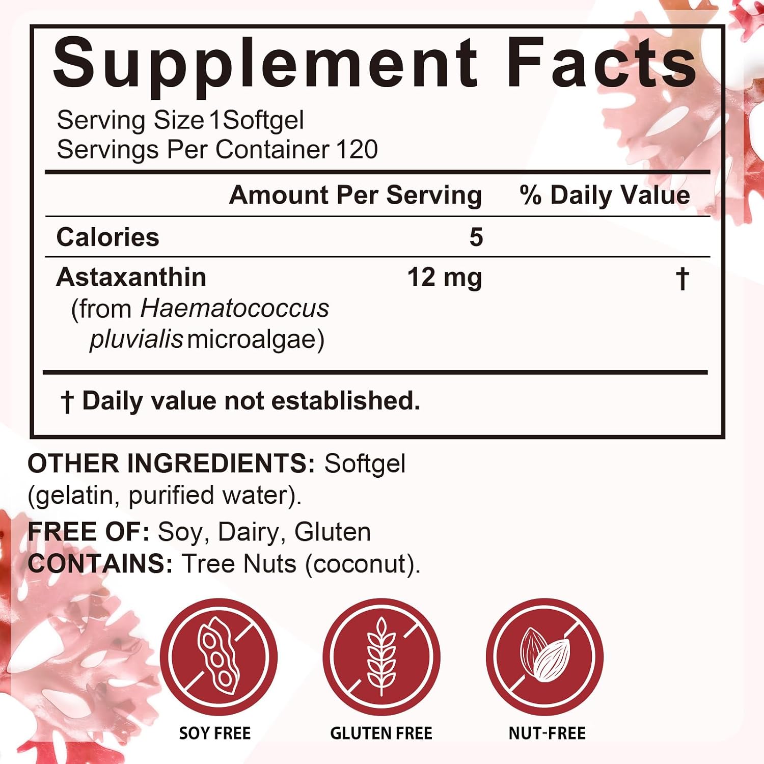Thumbnail 5 de Xaarty Premium Astaxanthin 12mg Supplement, Microalgae-Derived, 120 Softgels