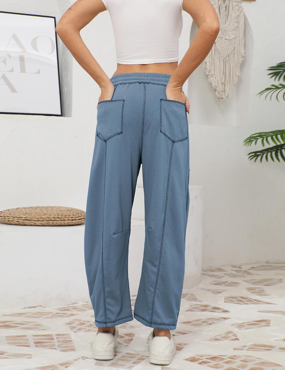 Thumbnail 1 de Athlisan Women's Baggy Barrel Pants: Wide-Leg Lounge Sweatpants with Pockets