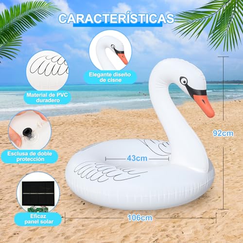 Thumbnail 4 de DeeprBling Cisne Hinchable Piscina con Luces Solares: Flotador Gigante para Adultos
