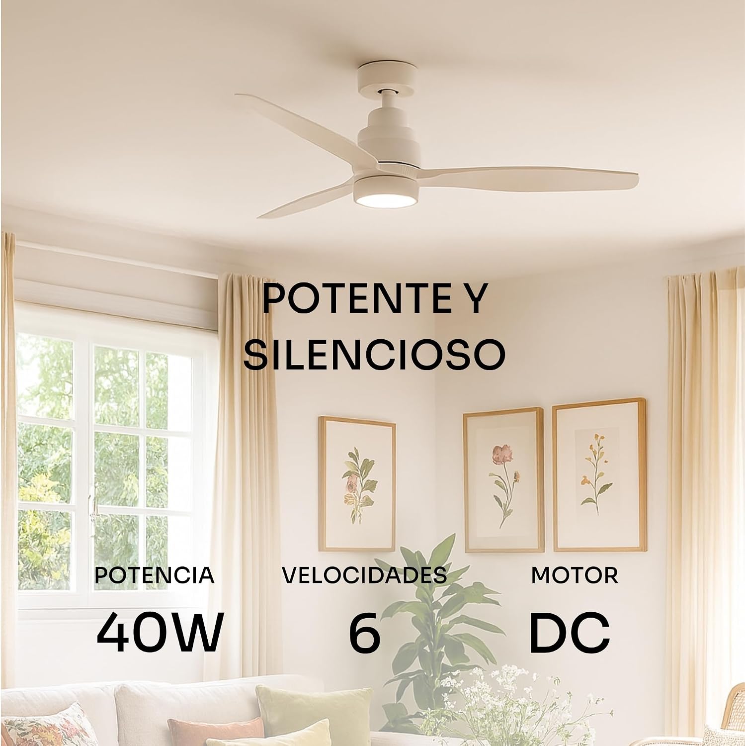 Thumbnail 1 de Mellerware Ventilador de Techo Brizy Bright 30 W, 6 Velocidades, Verano–Invierno y Mando a Distancia