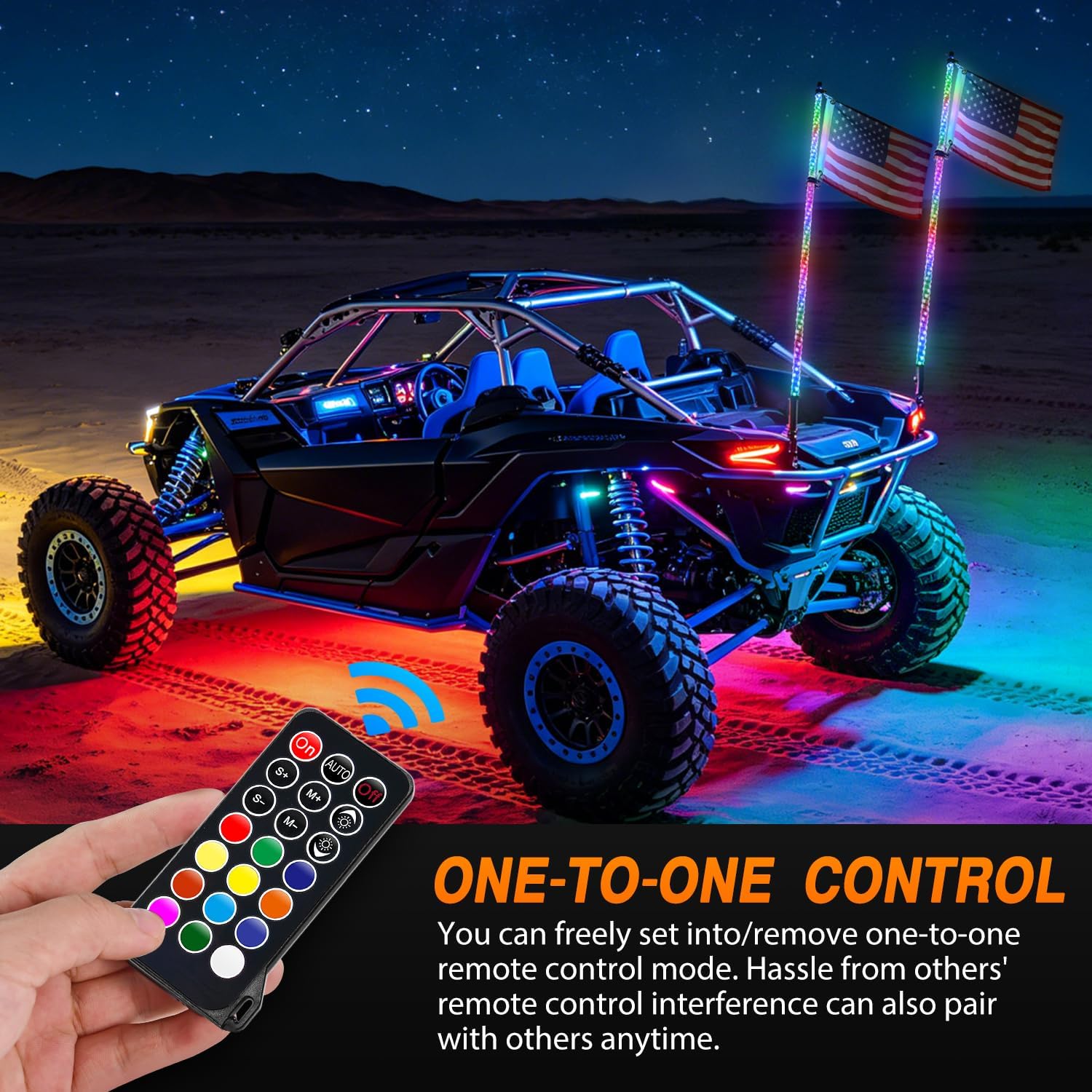 Detalle 1 de Nilight RGB LED Whip Lights 6FT