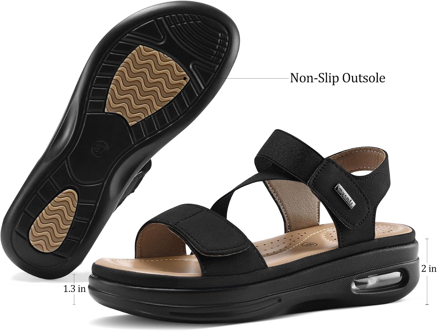 Detalle de mysoft Women's Summer Walking Sandals with Air Cushion Platform