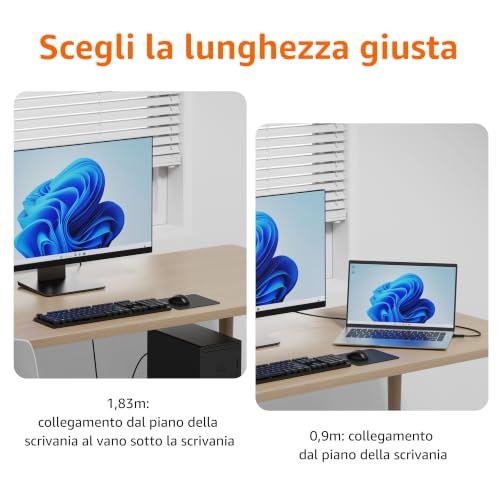 Detalle de Amazon Basics Adattatore Cavo USB-C a HDMI 4K 30 Hz, 1,8 m – Nero (Thunderbolt 3 compatibile)
