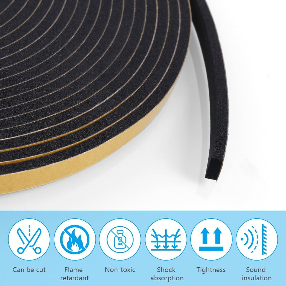 Detalle 1 de Flintronic Nastro schiuma 6x3 mm 10 m Nero
