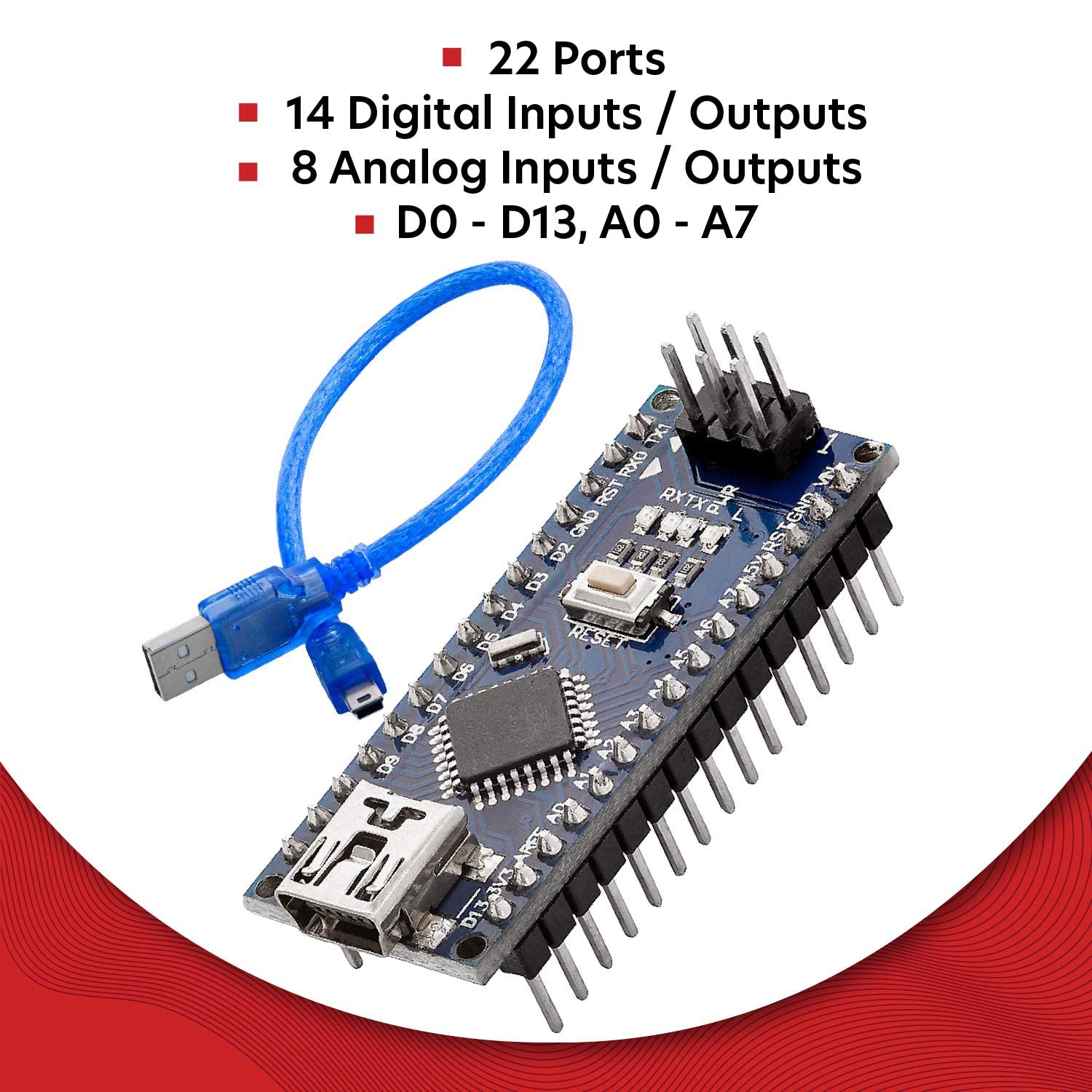 Detalle 2 de AZDelivery Nano V3.0 CH340 (versione migliorata) compatibile con Arduino Nano V3