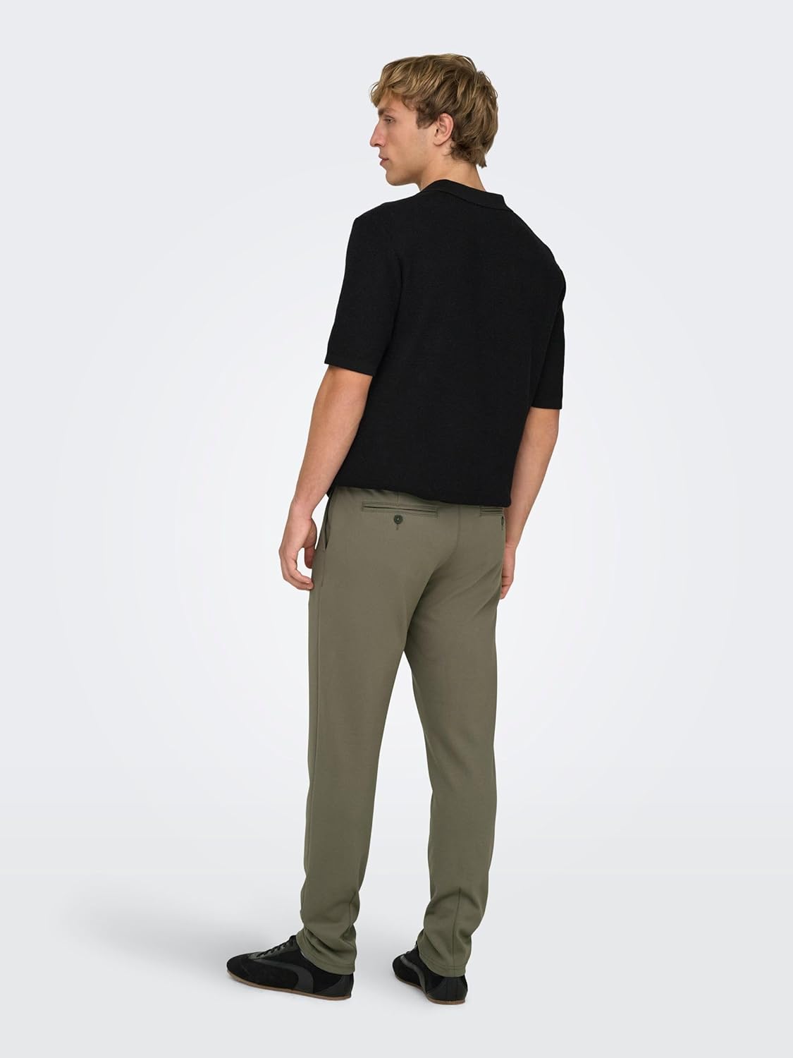 Detalle de Only & Sons ONSMARK Slim Fit Chino Hose für Herren mit Haken- und Ösenverschluss