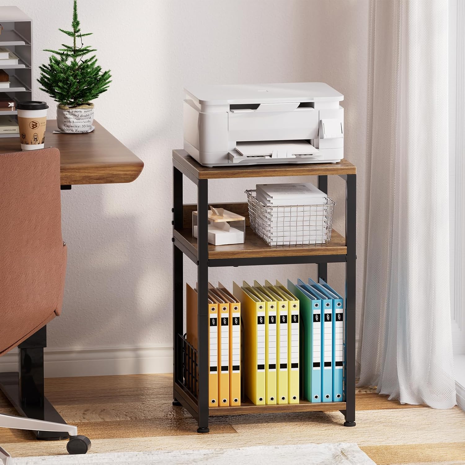 Thumbnail 5 de Simple Trending Record Player Stand: Rustic 3-Tier Turntable and Vinyl Storage