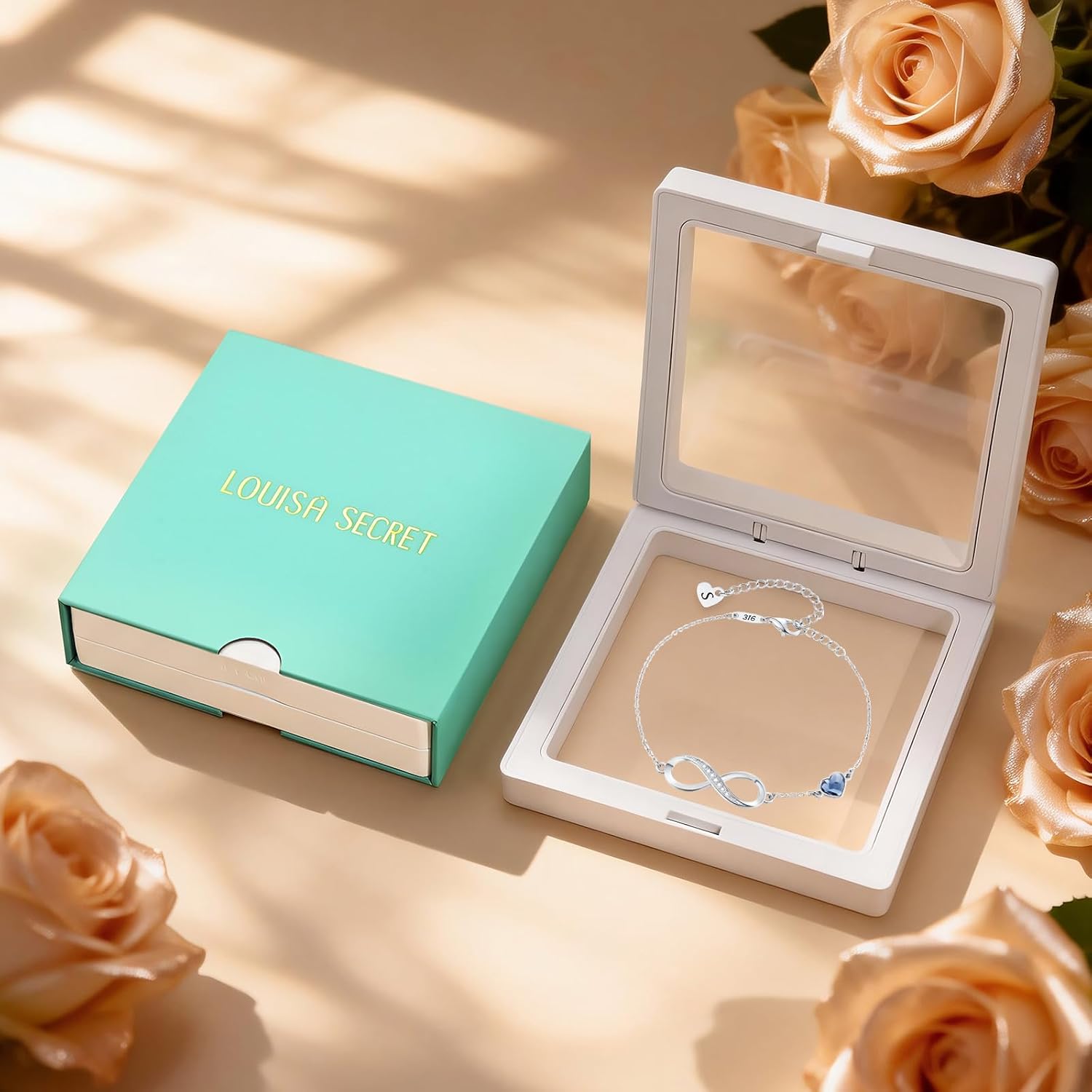 Detalle 2 de LOUISA SECRET Bracciale Donna Argento 925 Infinito Cuore con Zirconi – Regalo romantico