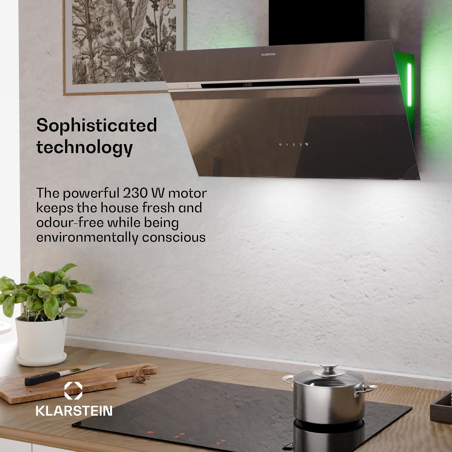 Detalle de Klarstein Alina CGCH3-Alina 70-BK – okap ścienny 70 cm, 540 m³/h, 3 poziomy