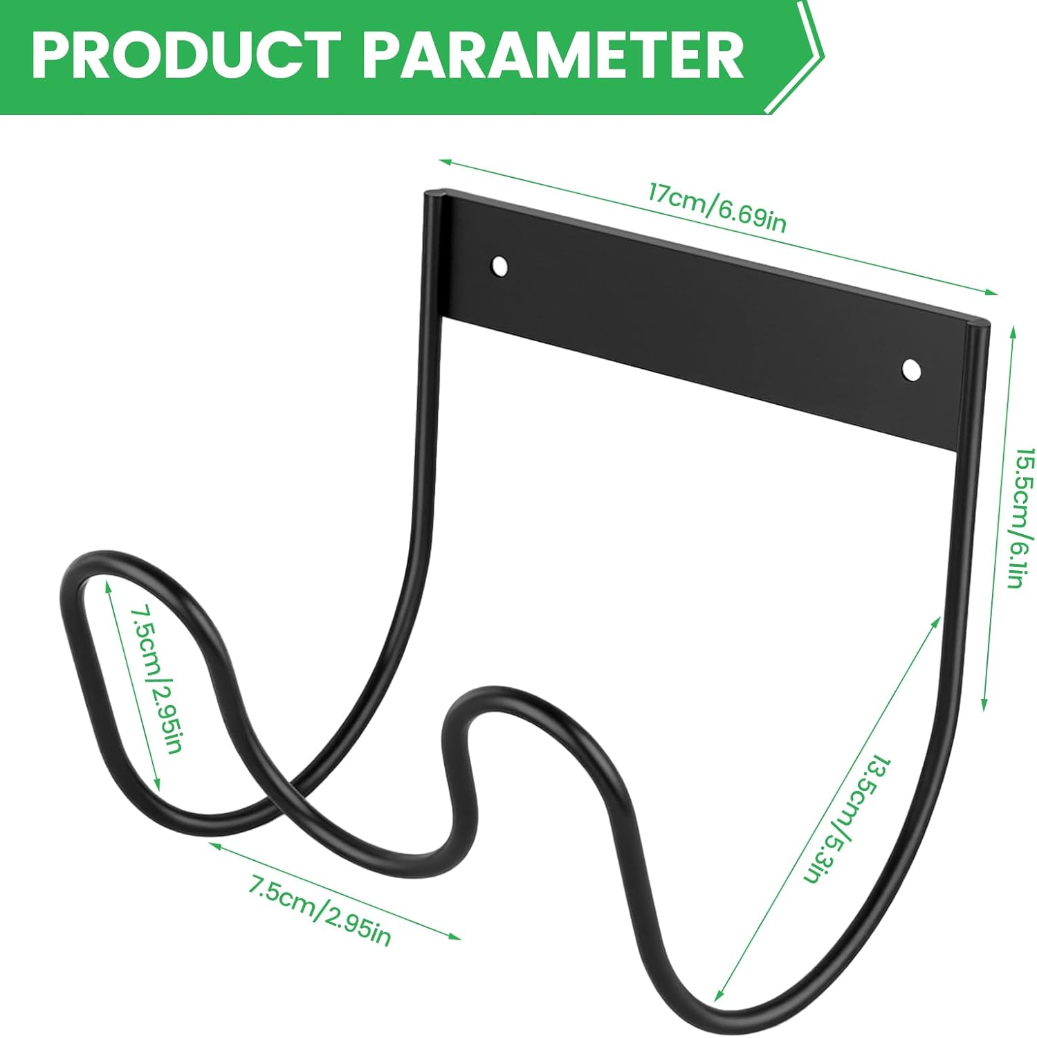 Thumbnail 1 de Hydrogarden Wall Mounted Stainless Hose Holder (Black)