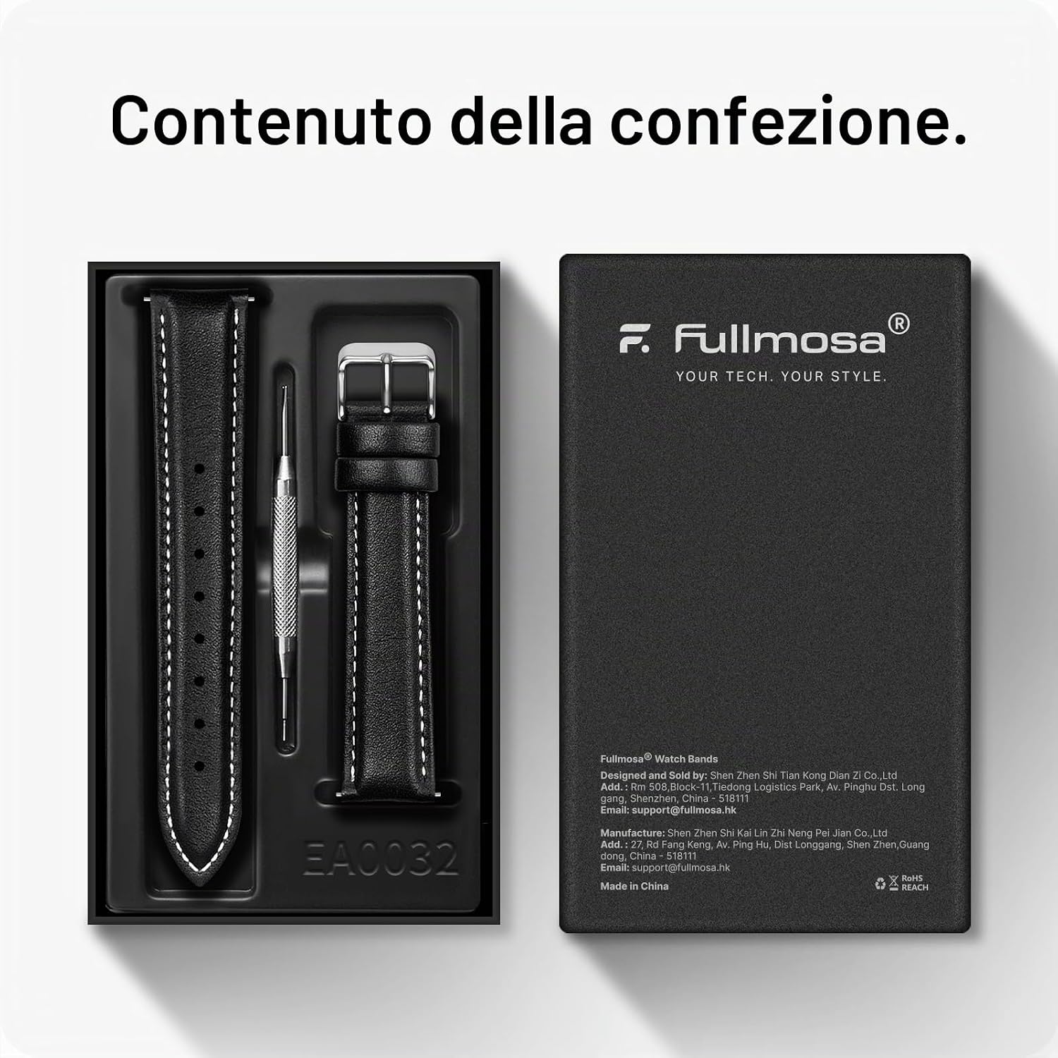 Thumbnail 5 de Fullmosa Cinturino 22mm in pelle nero