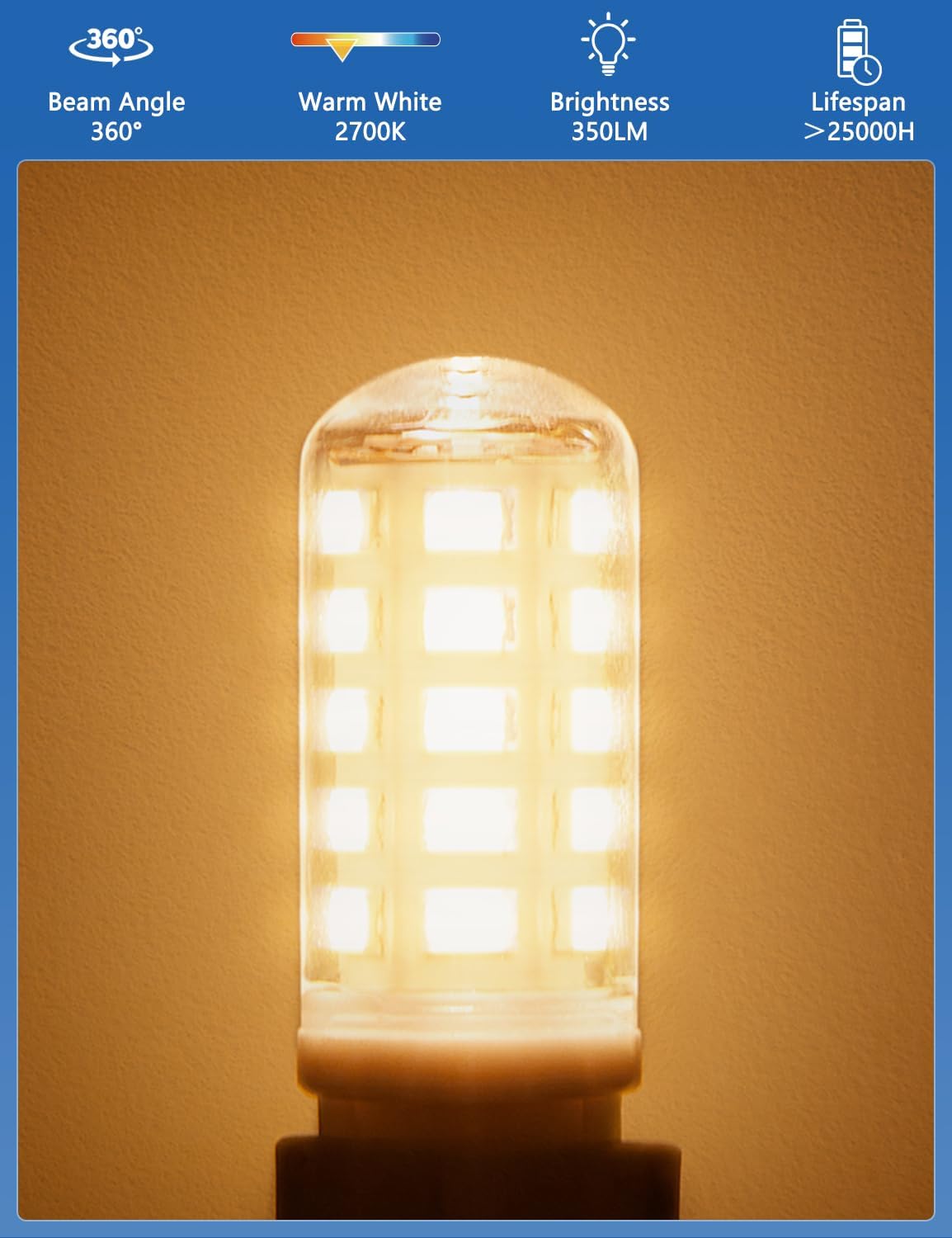 Thumbnail 6 de BRVHOZX G9 LED Bulbs, 3W, 2700K Warm White, 350 lm, 6-Pack