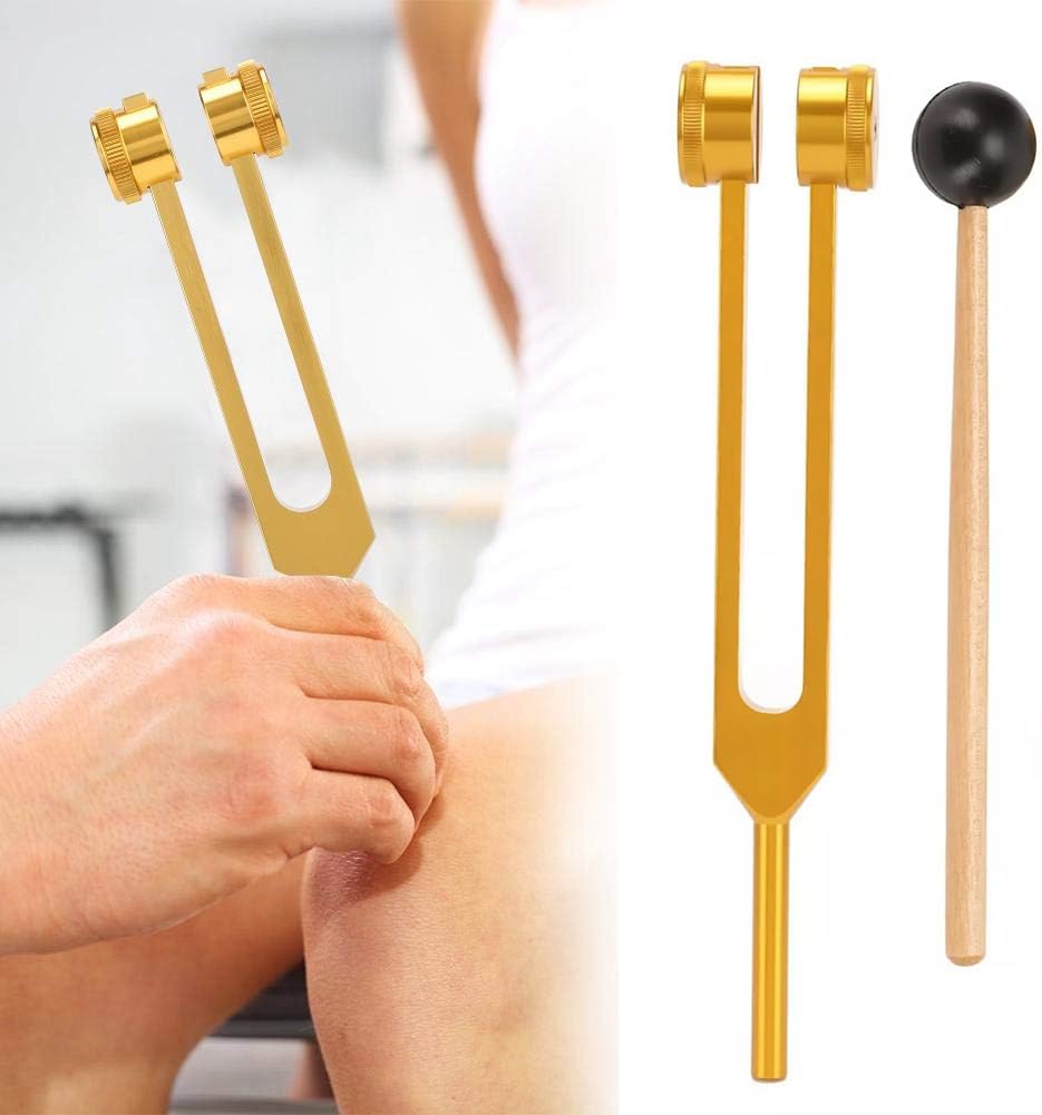 Thumbnail 2 de Stimmgabel 128 Hz aus Aluminiumlegierung (Gold) mit Silikonhammer, Zubehör und Reinigungstuch
