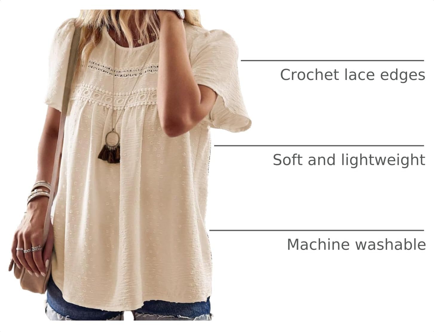 Detalle de Falechay Summer Boho Crochet Lace Blouse for Women