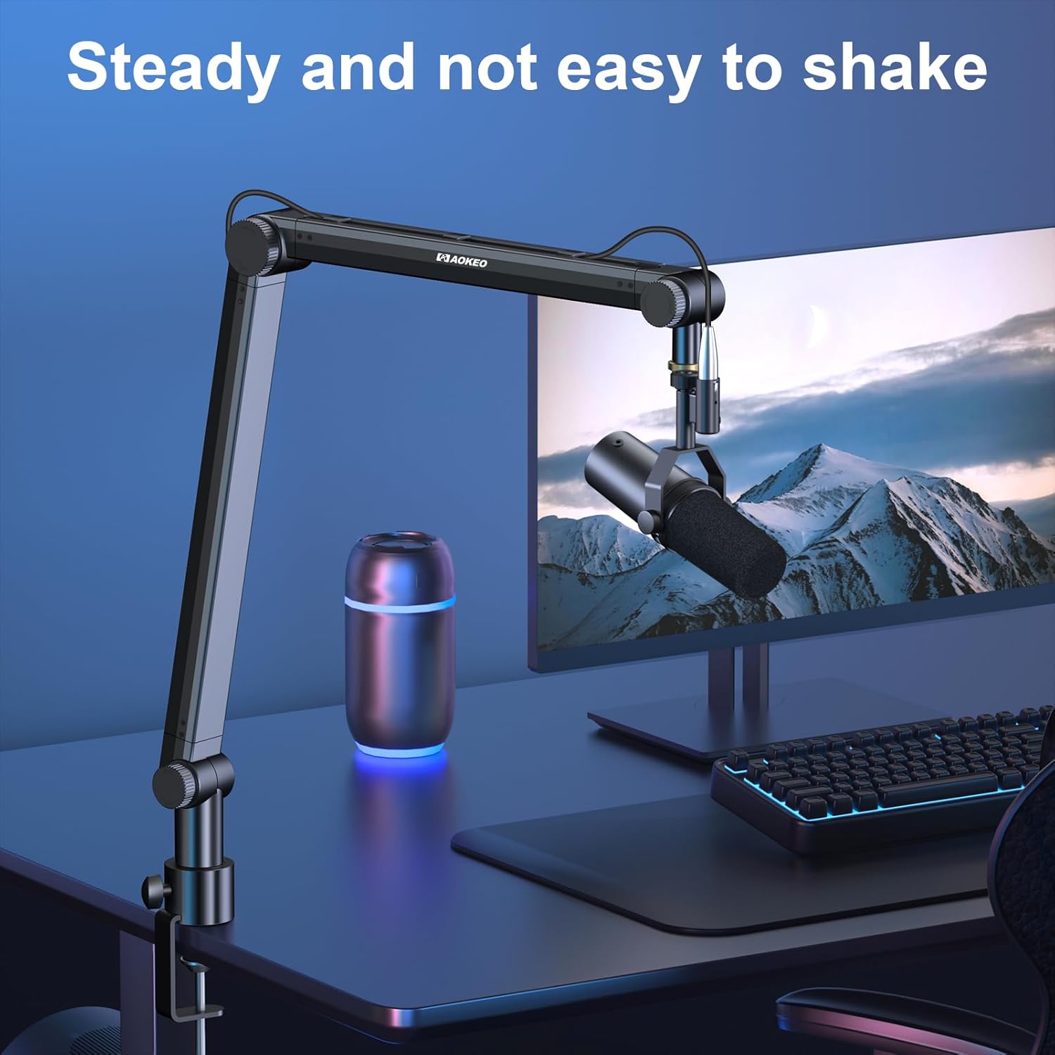 Detalle 1 de Aokeo AK-48 Microphone Boom Arm with 360° Rotation and Cable Management