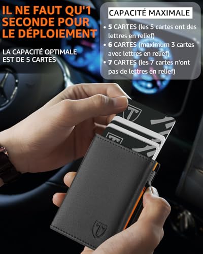 Detalle de TEEHON Portefeuille Homme en Cuir avec Blocage RFID et fermeture magnétique – 8 Porte-cartes