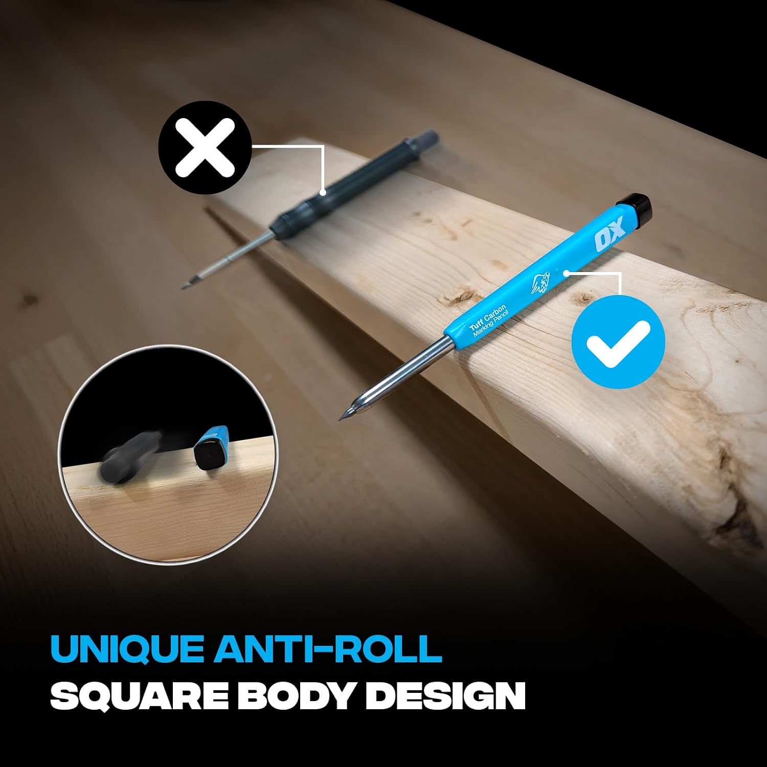 Detalle de OX TOOLS Pro Tuff カーボンマーキングペンシル バリューパック|替芯4本・ホルダー・削り器付き