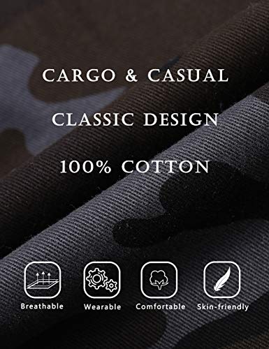 Detalle de iCKER Mens Multi-Pocket Cotton Shorts Cargo Shorts Loose Fit Camouflage