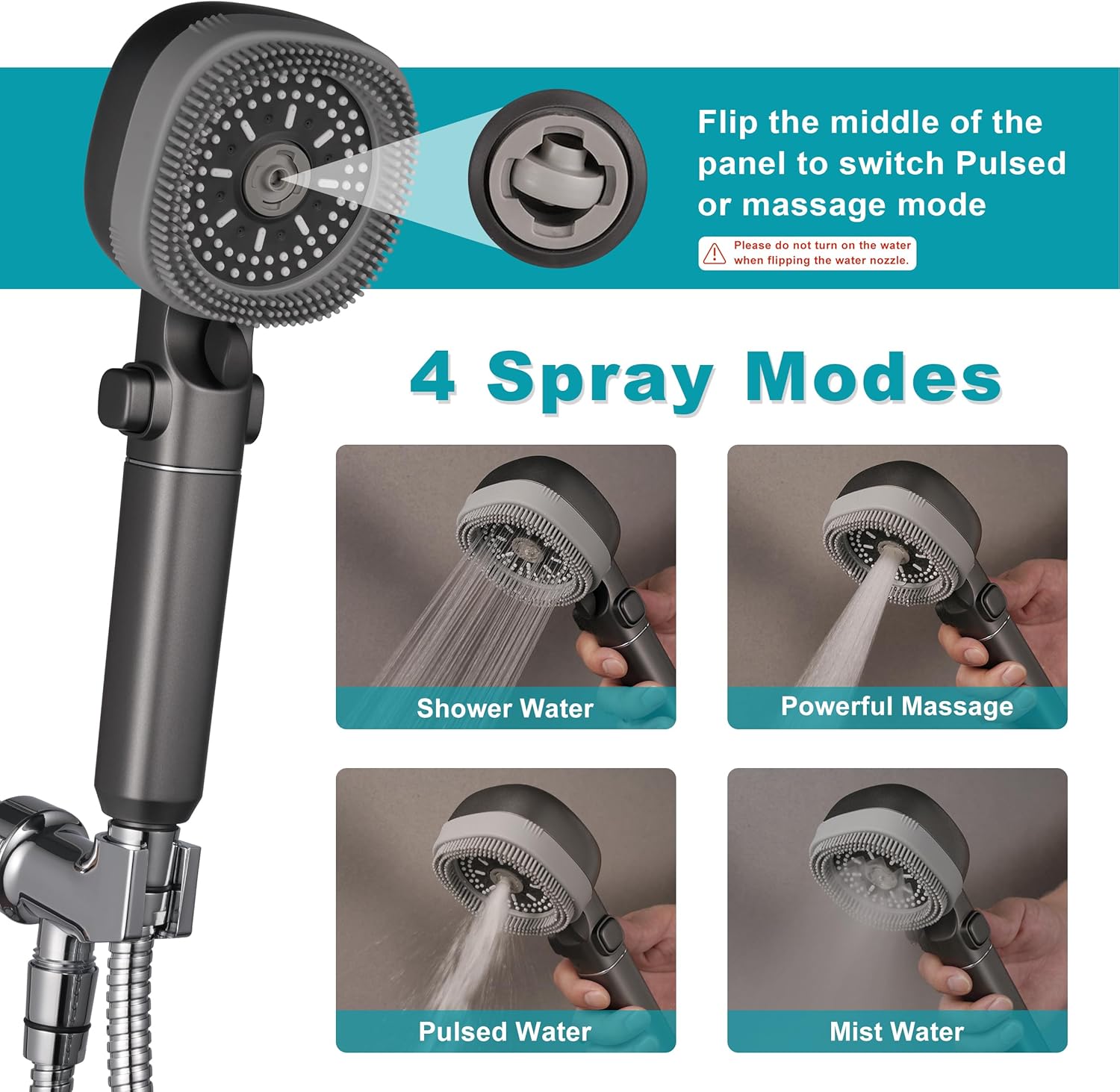 Thumbnail 3 de Umyder Handheld Shower Head with 79in Hose: High-Pressure Filtered Shower Head with On/Off Pause and Wall Mount
