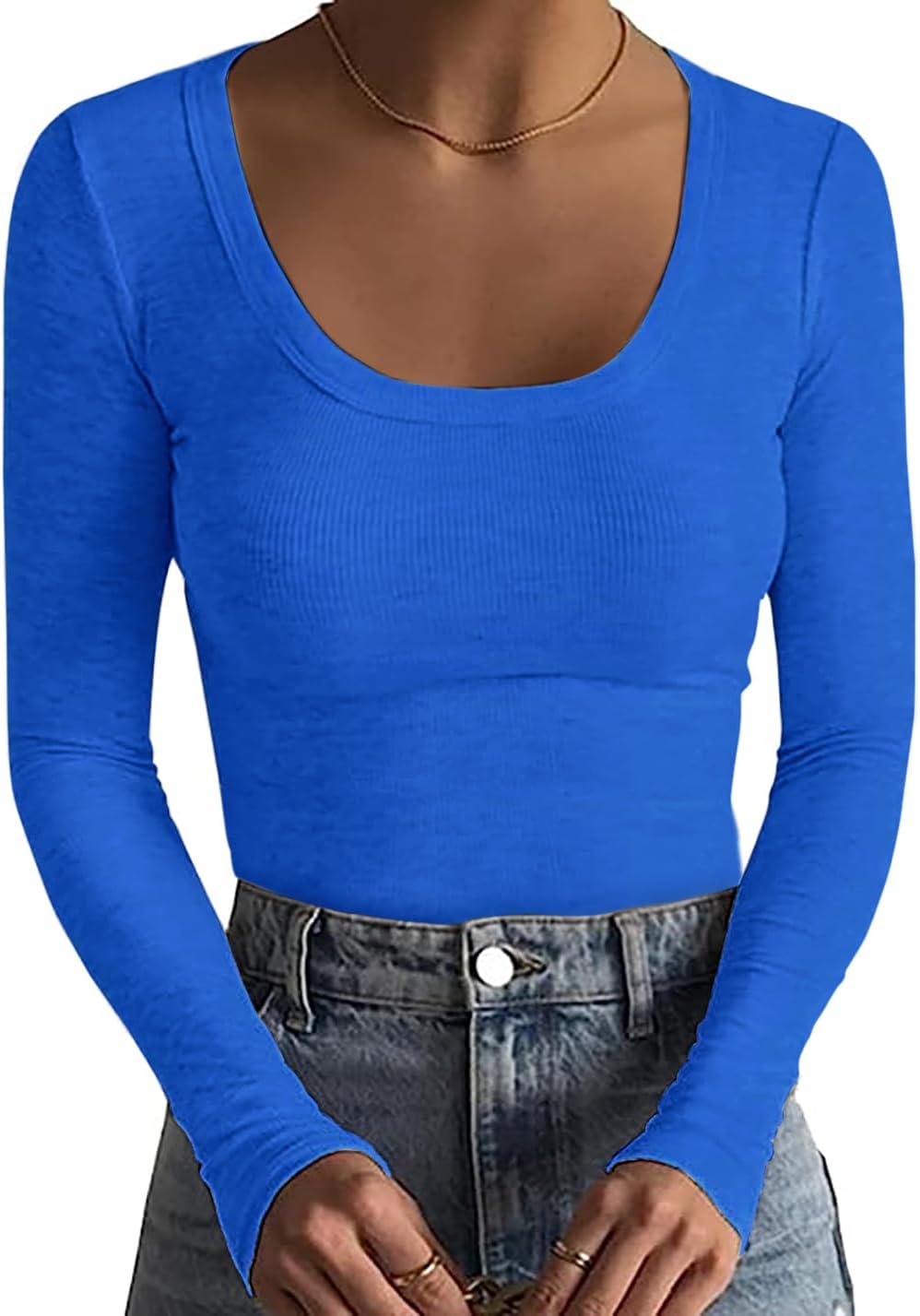 Thumbnail 1 de Basicspace Damen Tops Tiefer U-Ausschnitt