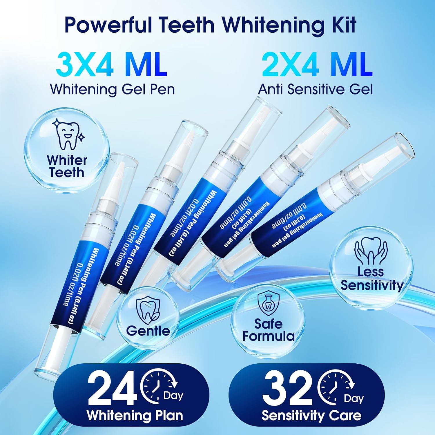 Thumbnail 6 de Teeth Whitening Kit with LED Light – 3 Pens + 2 Desensitising Pens (Mint) for Safe Home Whitening