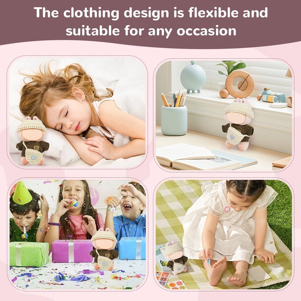 Thumbnail 6 de Vicloon V-ZSMYMZ-FBA Doll Clothes Set, 17 cm Brown Sweater Outfit