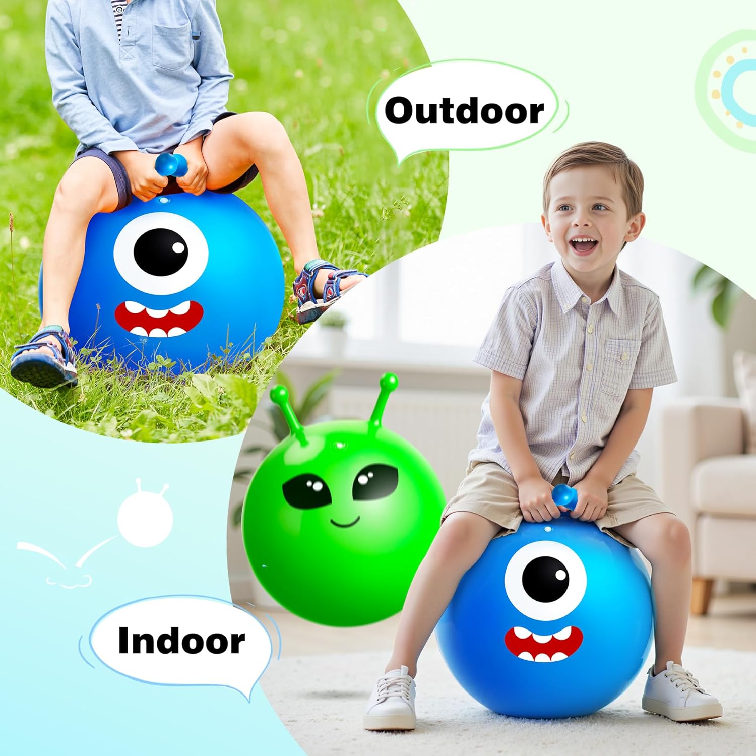 Thumbnail 4 de U&C Planet 2-Pack 18 Inch Space Hopper Kids Bouncy Hopper Balls with Pump (Anti-Slip) for Ages 3–8